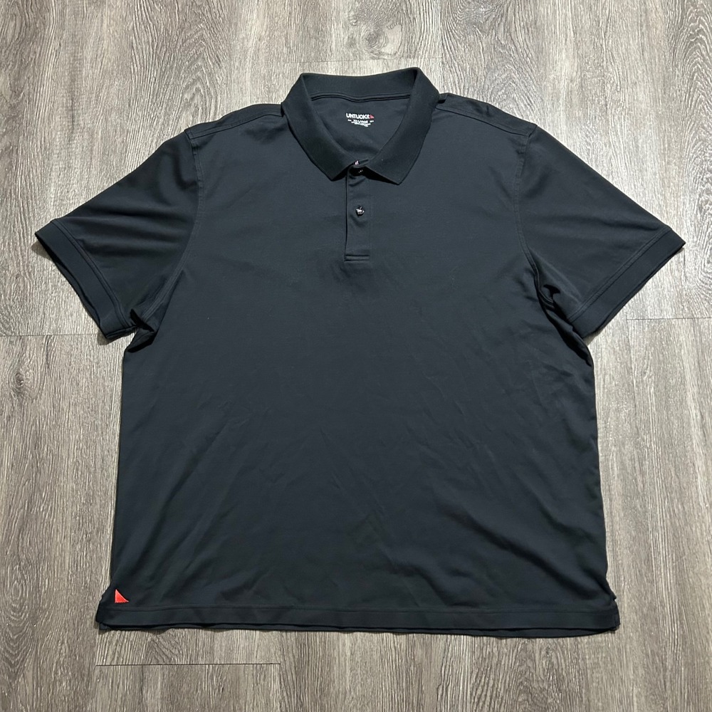 UNTUCKit Polo Shirt XXL Black Damaschino Regular Fit Cotton Performance